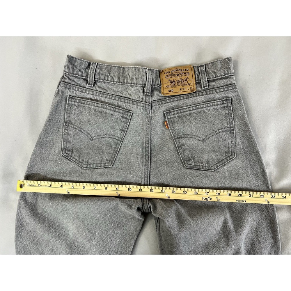 VTG 90s Levis 550 Jeans Mens 33x32 Gray Loose Comfort Fit Tapered Streetwear - Picture 8 of 16